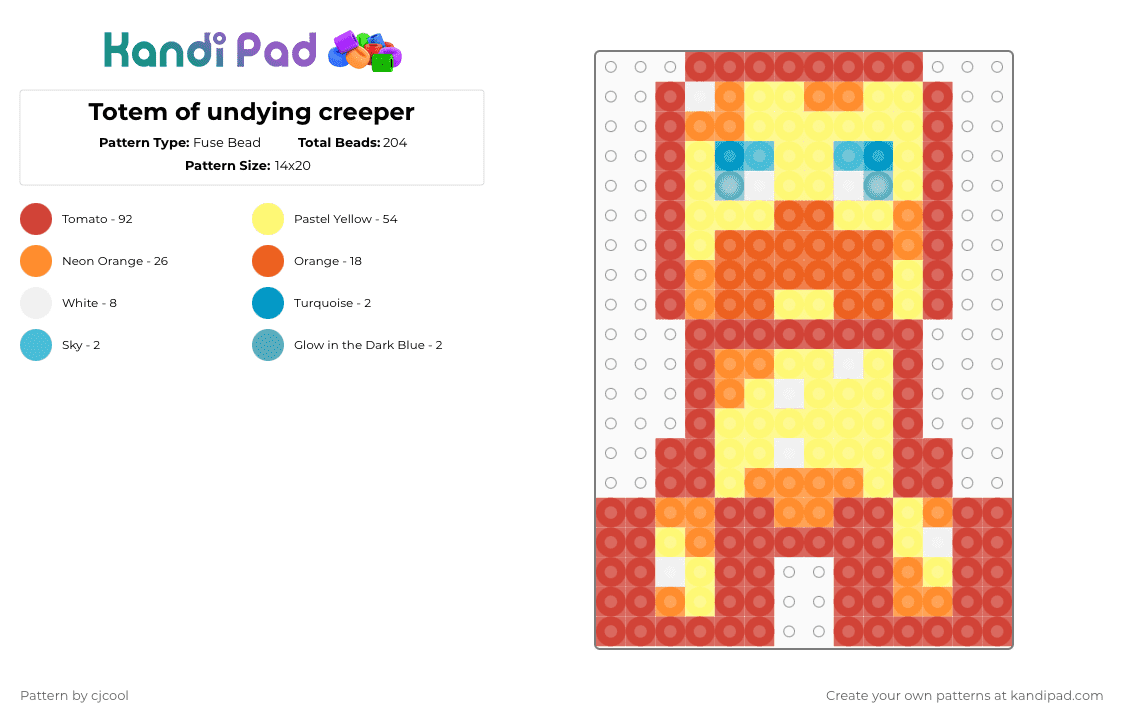 Totem of undying creeper - Fuse Bead Pattern by cjcool on Kandi Pad - red,yellow