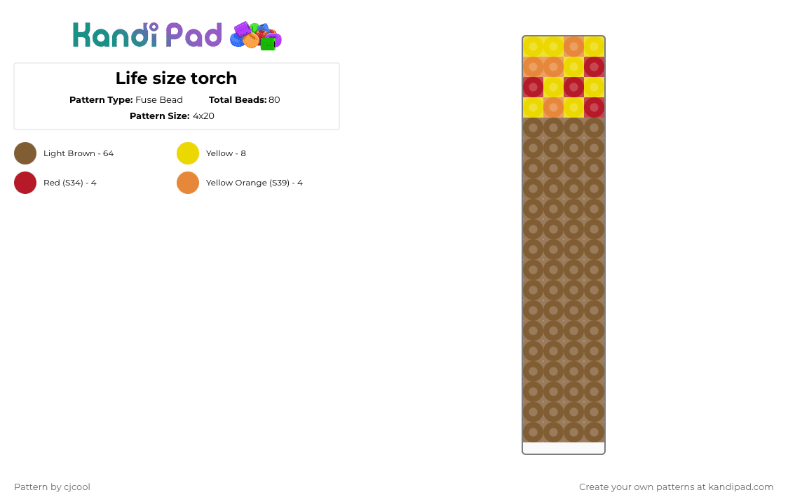 Life size torch - Fuse Bead Pattern by cjcool on Kandi Pad - tan