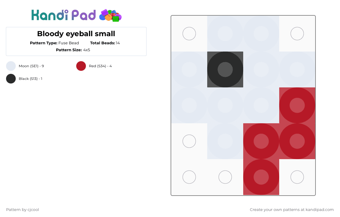 Bloody eyeball small - Fuse Bead Pattern by cjcool on Kandi Pad - red, white