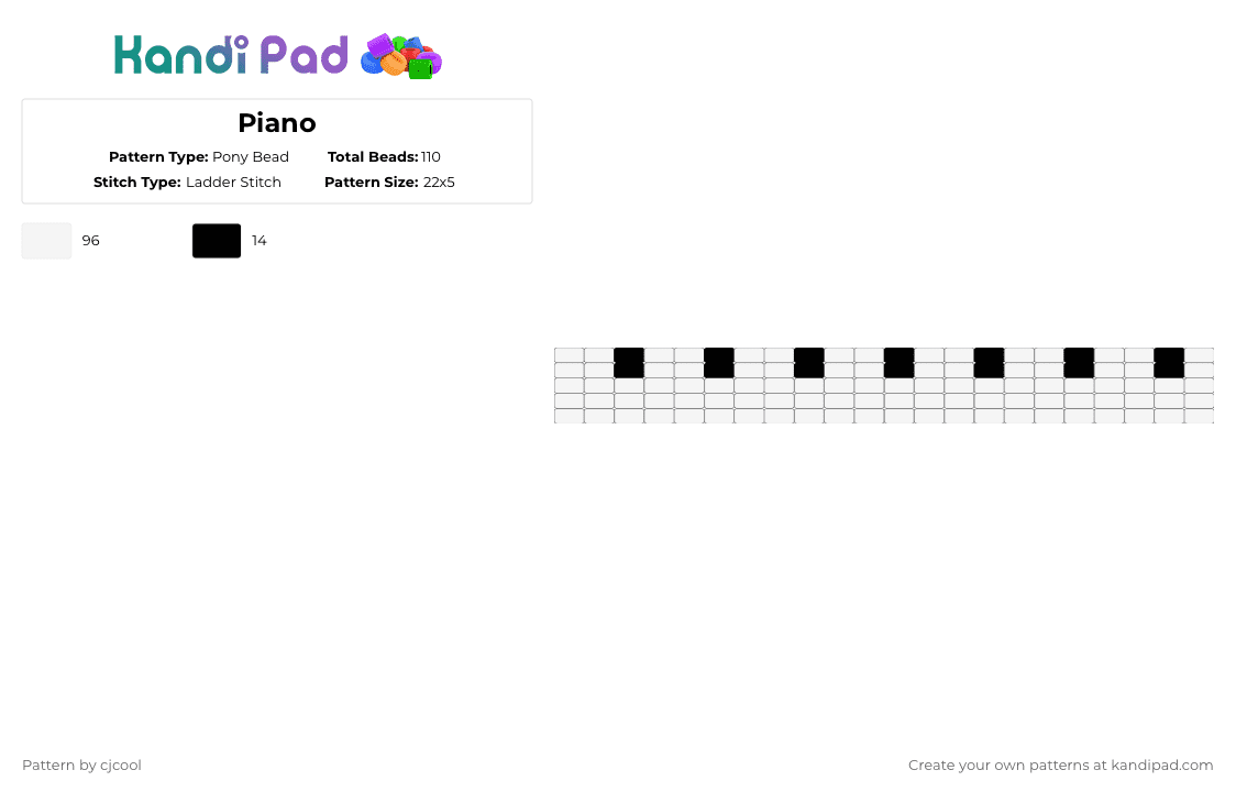 Piano Pony Bead Pattern - Kandi Pad | Kandi Patterns, Fuse Bead ...