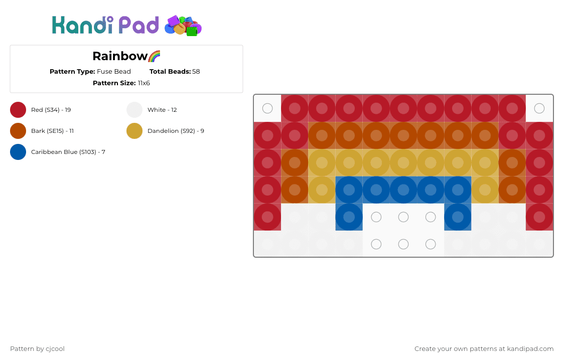 Rainbow🌈 - Fuse Bead Pattern by cjcool on Kandi Pad - red,rain,bow,rainbow