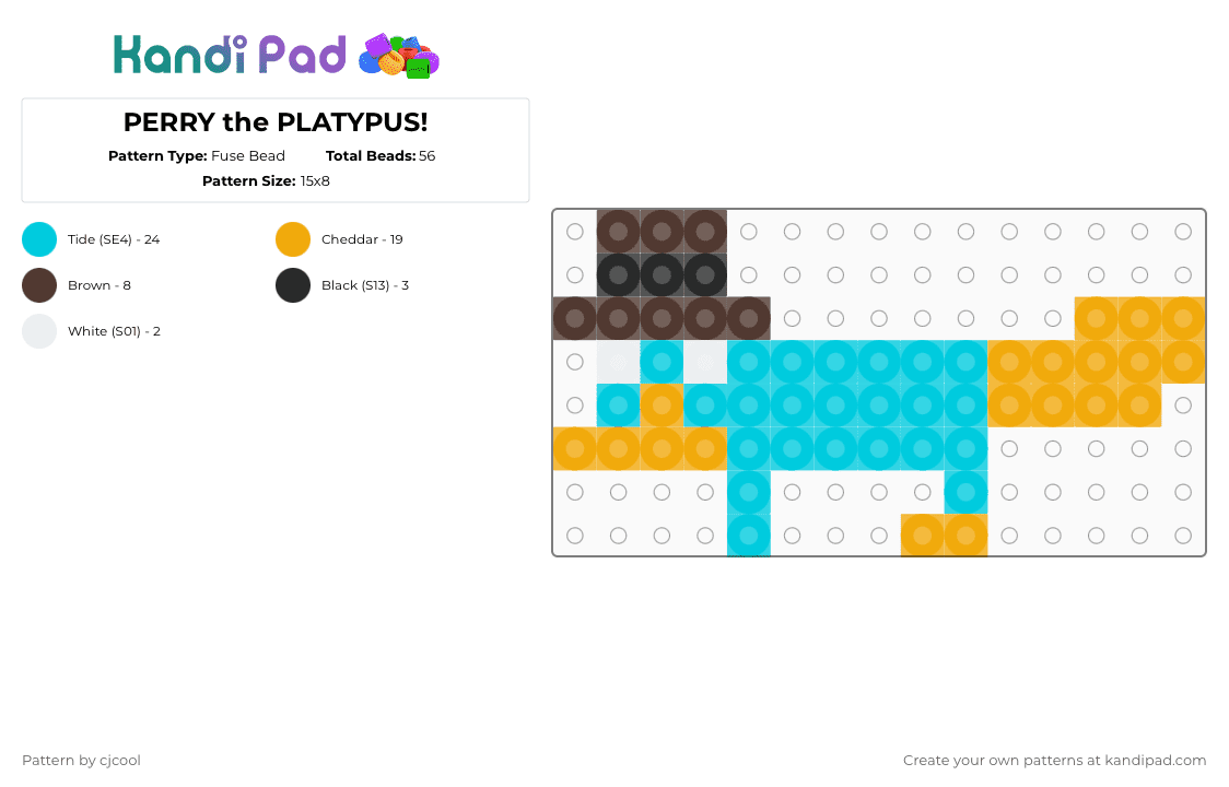 PERRY the PLATYPUS! - Fuse Bead Pattern by cjcool on Kandi Pad - orange,light blue