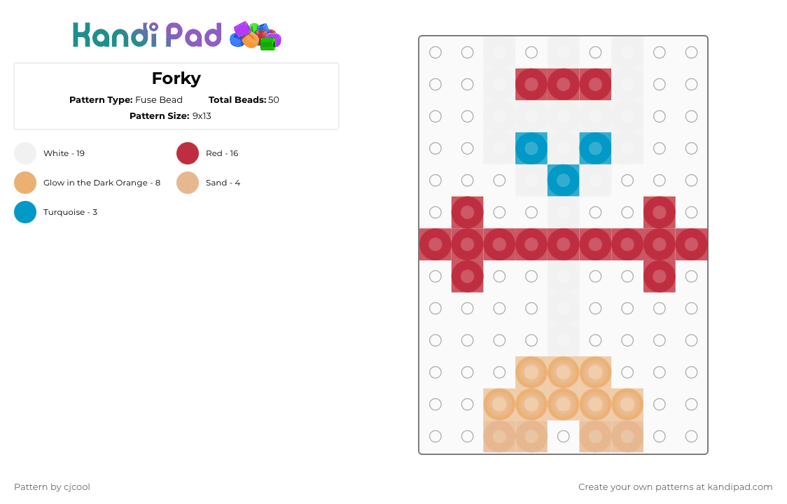 Forky - Fuse Bead Pattern by cjcool on Kandi Pad - orange,red