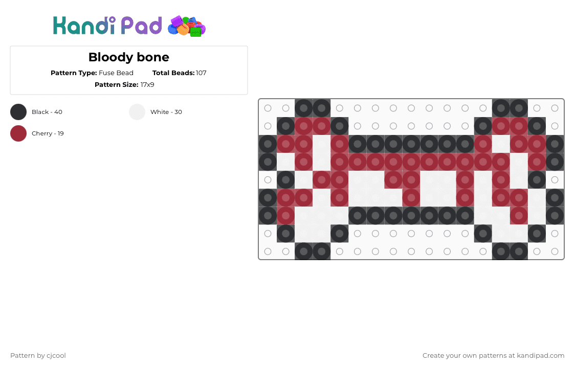 Bloody bone - Fuse Bead Pattern by cjcool on Kandi Pad - red,white