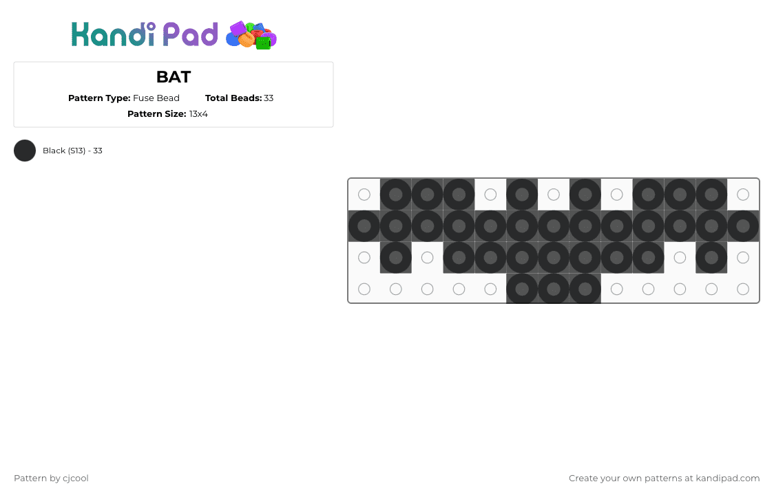 BAT - Fuse Bead Pattern by cjcool on Kandi Pad - black