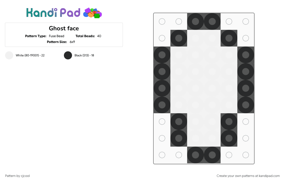 Ghost face - Fuse Bead Pattern by cjcool on Kandi Pad - 