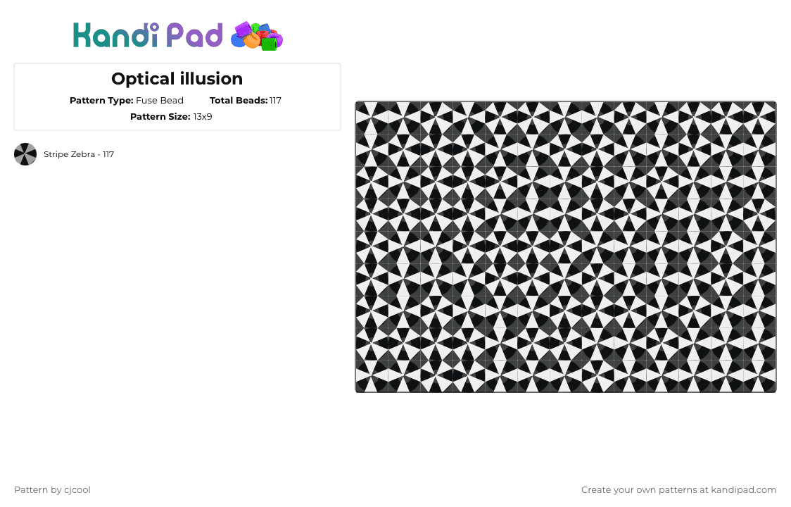 Optical illusion - Fuse Bead Pattern by cjcool on Kandi Pad - black