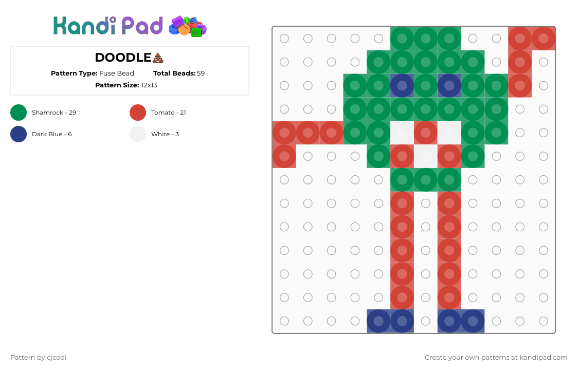 DOODLE💩 - Fuse Bead Pattern by cjcool on Kandi Pad - green,red