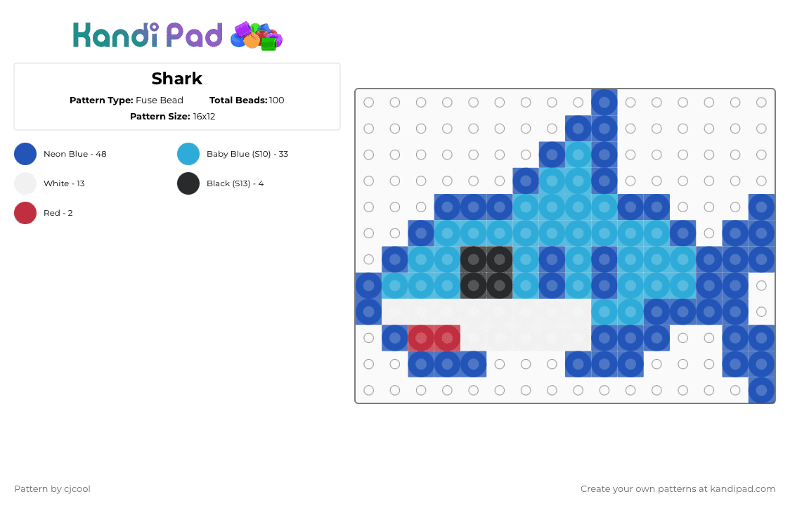 Shark - Fuse Bead Pattern by cjcool on Kandi Pad - blue,light blue