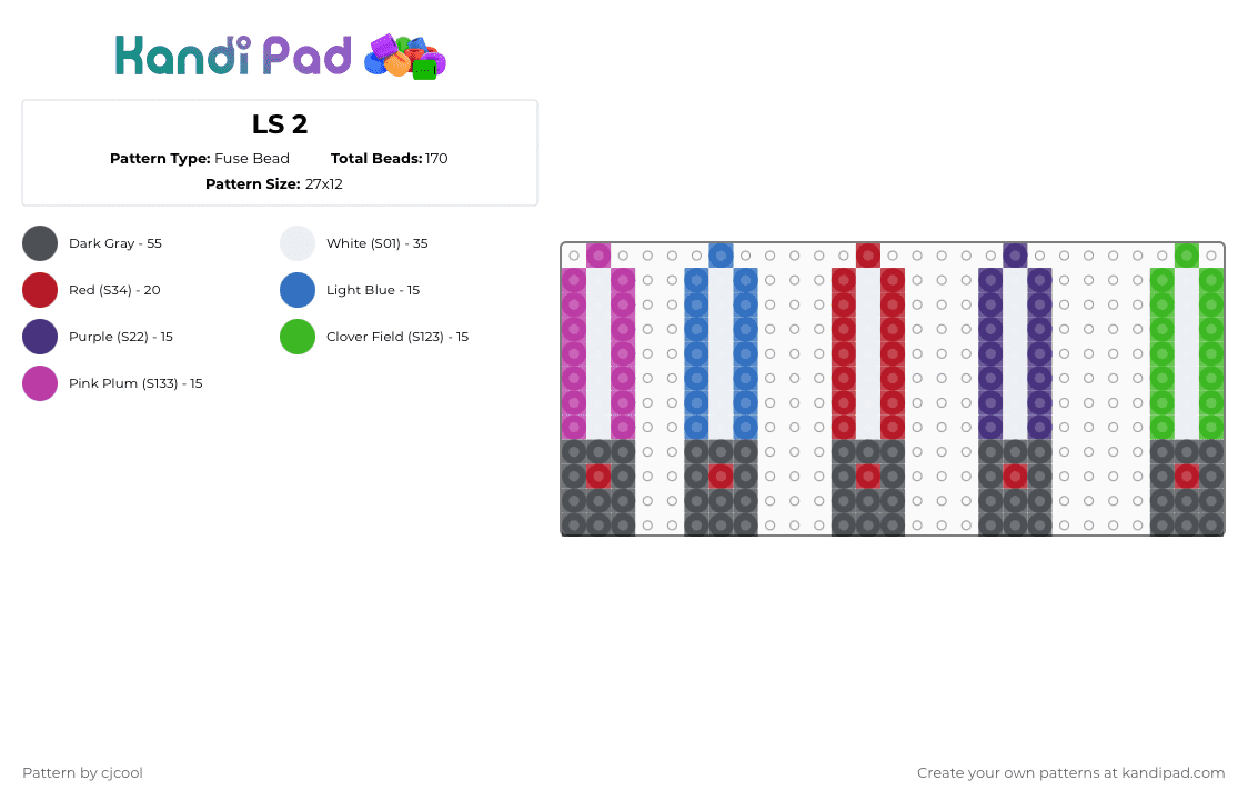 LS 2 - Fuse Bead Pattern by cjcool on Kandi Pad - lightsabers,star wars,charms,movie,scifi,gray