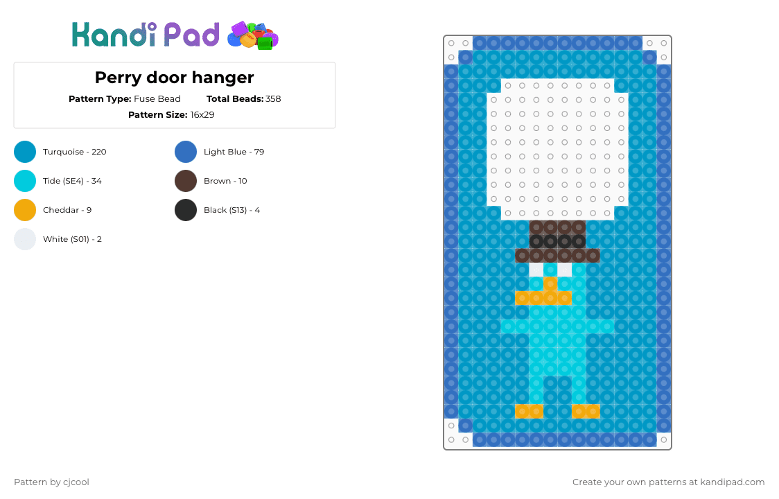 Perry door hanger - Fuse Bead Pattern by cjcool on Kandi Pad - light blue