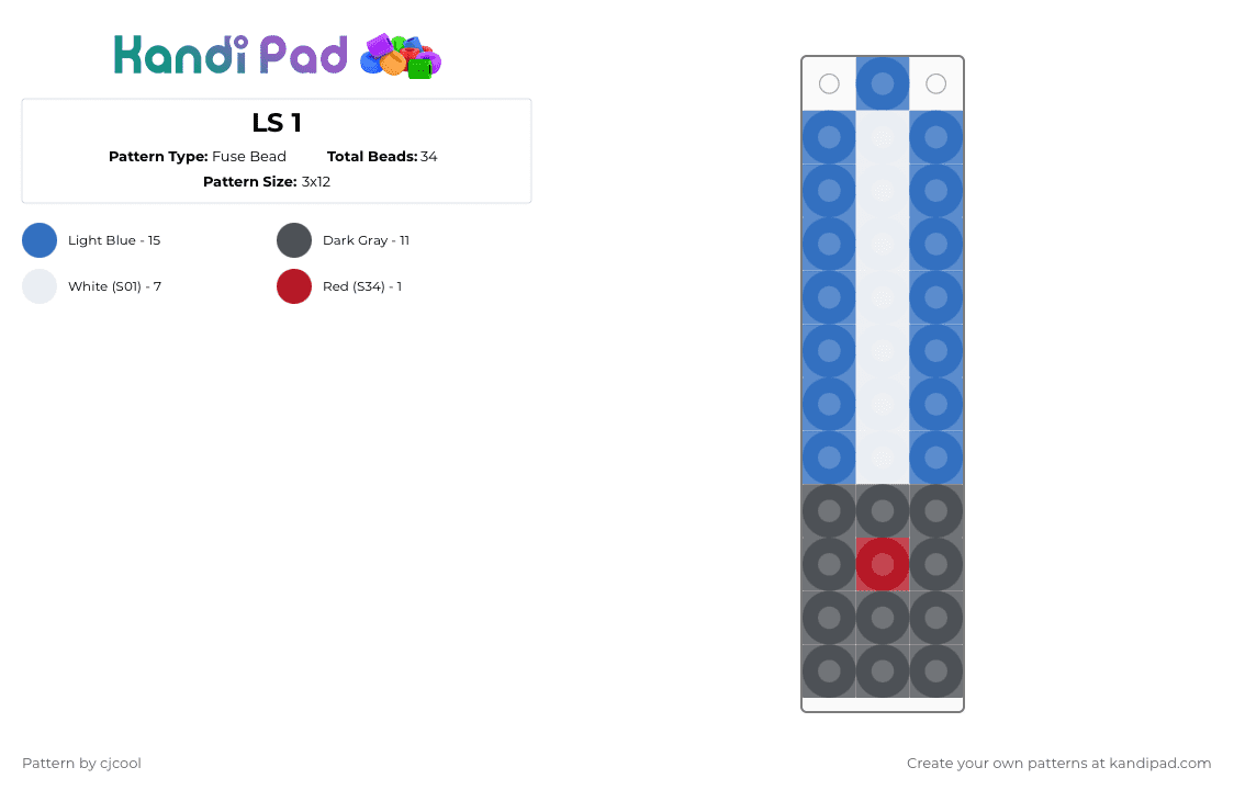 LS 1 - Fuse Bead Pattern by cjcool on Kandi Pad - lightsaber,star wars,movie,scifi,gray,blue