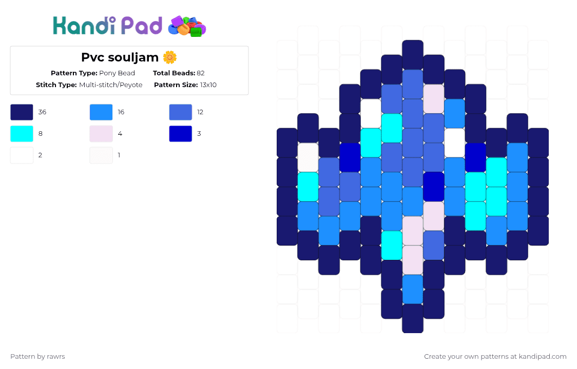 Pvc souljam 🌼 - Pony Bead Pattern by jeboere on Kandi Pad - purple,light blue