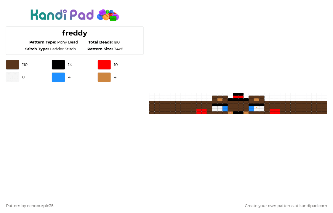 freddy - Pony Bead Pattern by echopurple35 on Kandi Pad - brown