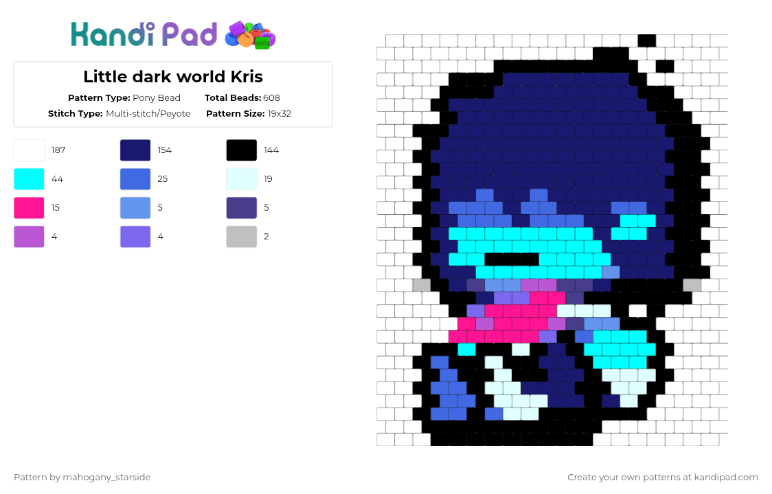Little dark world Kris - Pony Bead Pattern by mahogany_starside on Kandi Pad - white,purple,light blue