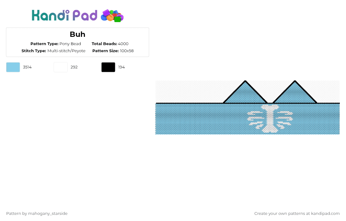 Buh - Pony Bead Pattern by mahogany_starside on Kandi Pad - light blue