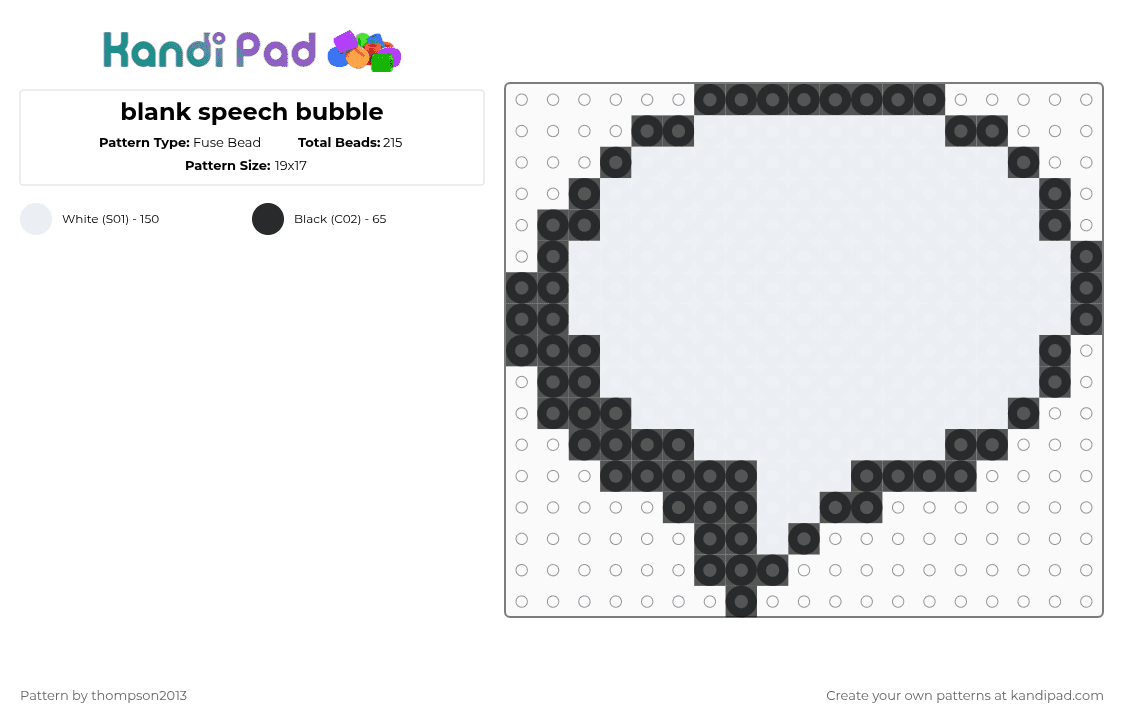 blank speech bubble - Fuse Bead Pattern by thistlethebeanz on Kandi Pad - black,white
