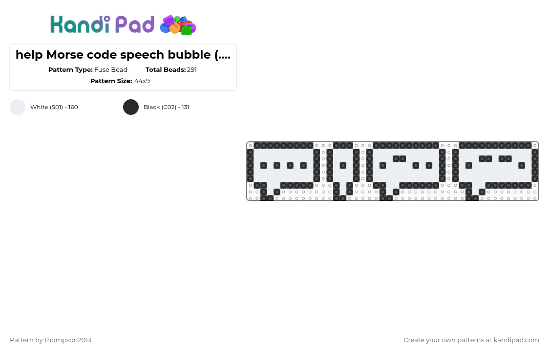 help Morse code speech bubble (.... . .-.. .--.) - Fuse Bead Pattern by thistlethebeanz on Kandi Pad - black,white