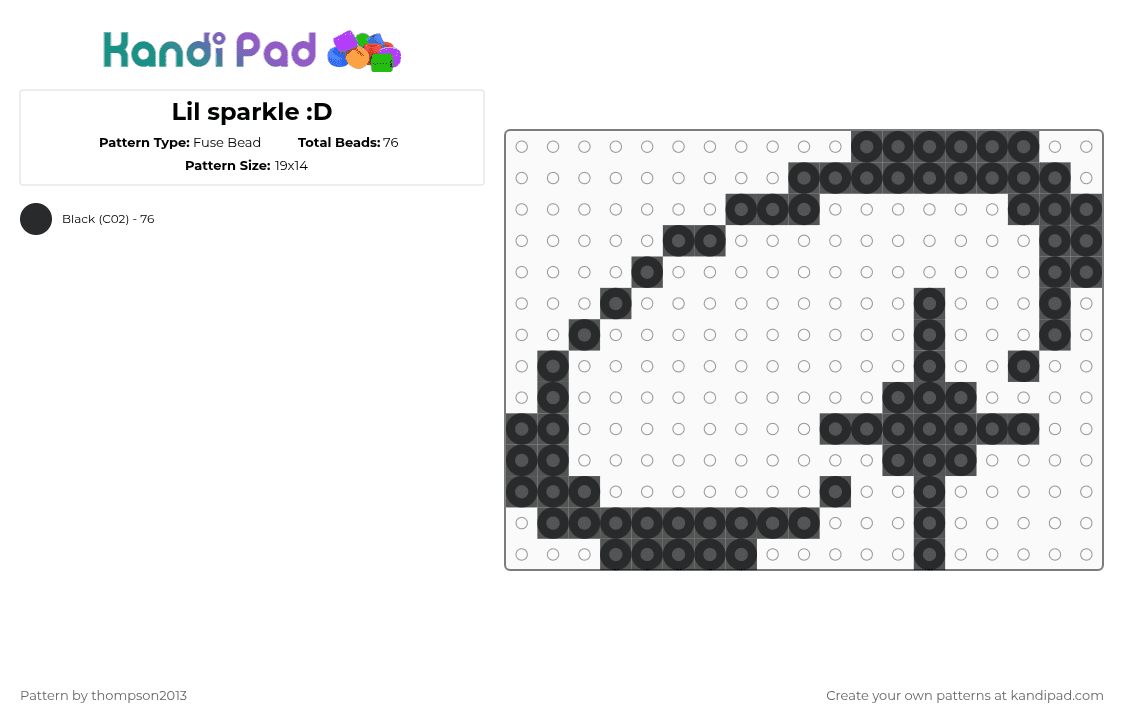 Lil sparkle :D - Fuse Bead Pattern by thistlethebeanz on Kandi Pad - black