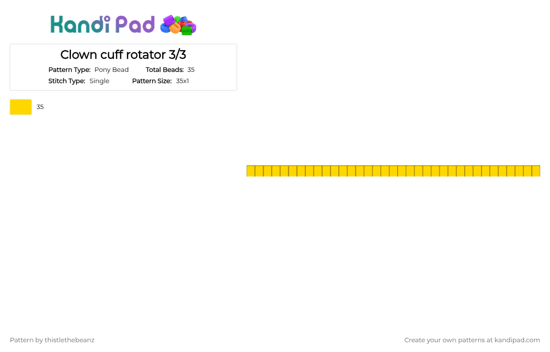Clown cuff rotator 3/3 - Pony Bead Pattern by thistlethebeanz on Kandi Pad - yellow