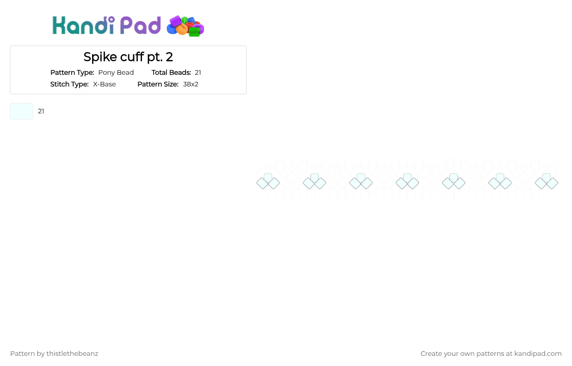 Spike cuff pt. 2 - Pony Bead Pattern by thistlethebeanz on Kandi Pad - white