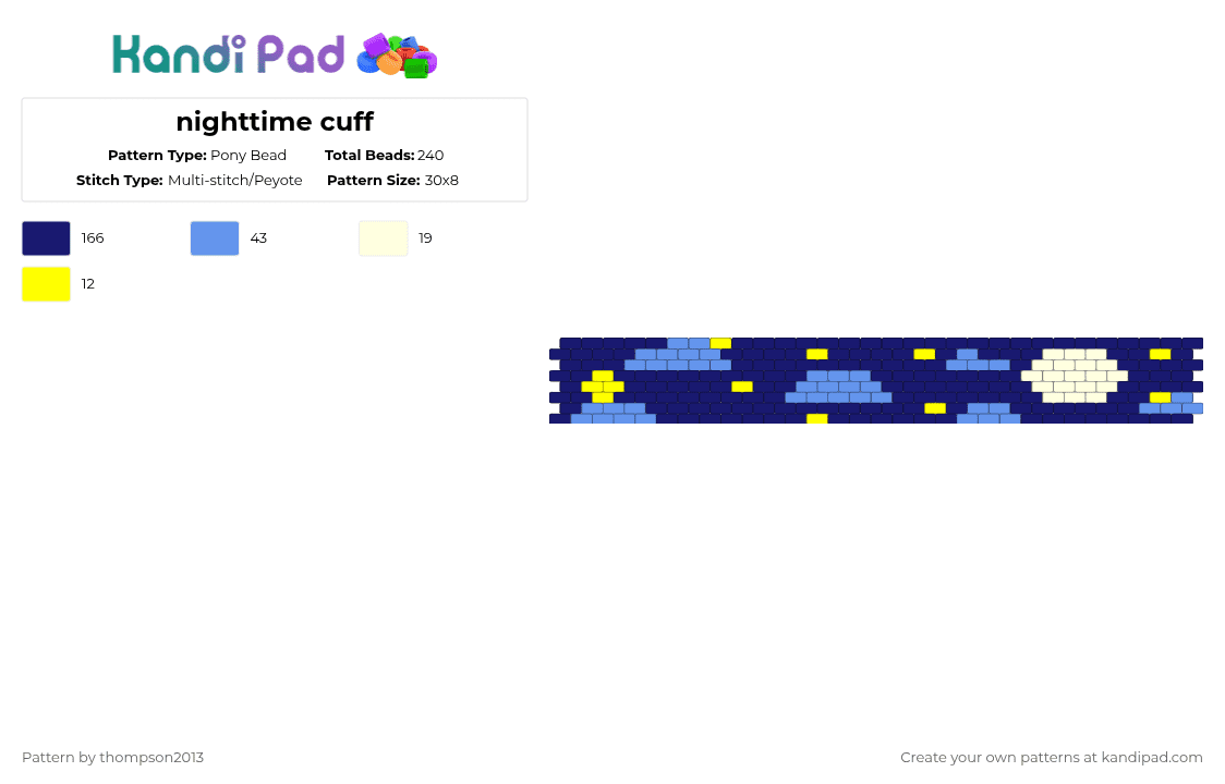 nighttime freindship cuff 2/3 - Pony Bead Pattern by thistlethebeanz on Kandi Pad - purple,cuff,nighttime,blue