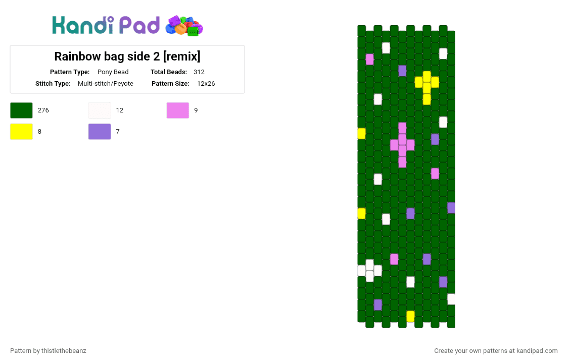Rainbow bag side 2 [remix] - Pony Bead Pattern by thistlethebeanz on Kandi Pad - green
