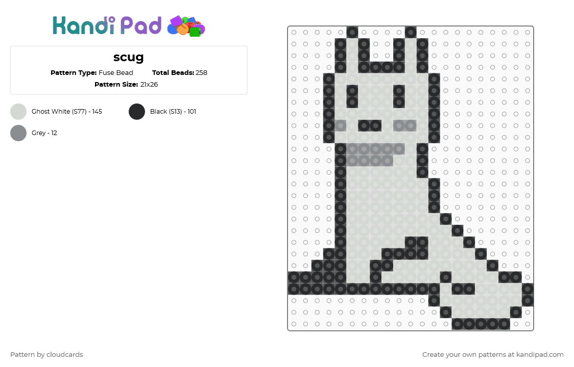 scug - Fuse Bead Pattern by cloudcards on Kandi Pad - white