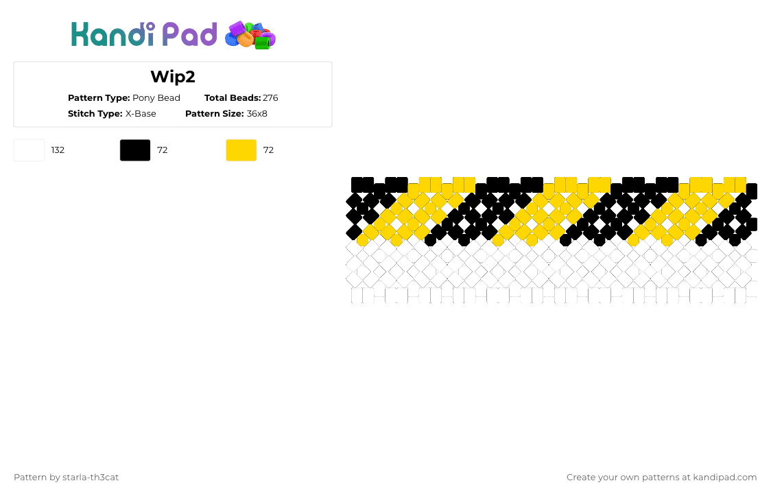 Caution - Pony Bead Pattern by starla-th3cat on Kandi Pad - yellow,white
