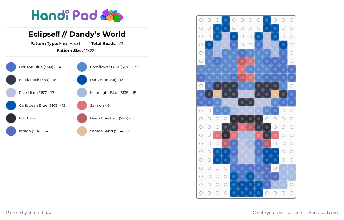 (DO NOT REPOST) Eclipse!! // Dandy’s World - Fuse Bead Pattern by starla-th3cat on Kandi Pad - blue,dandys world,toon,halloween,event,eclipse,wolf,werewolf,roblox