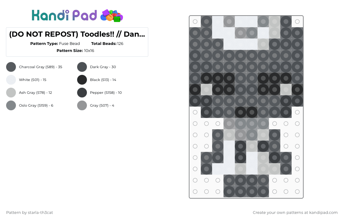 (DO NOT REPOST) Toodles!! // Dandy’s World - Fuse Bead Pattern by starla-th3cat on Kandi Pad - gray,dandys world,toodles,toon,8 ball,roblox,game