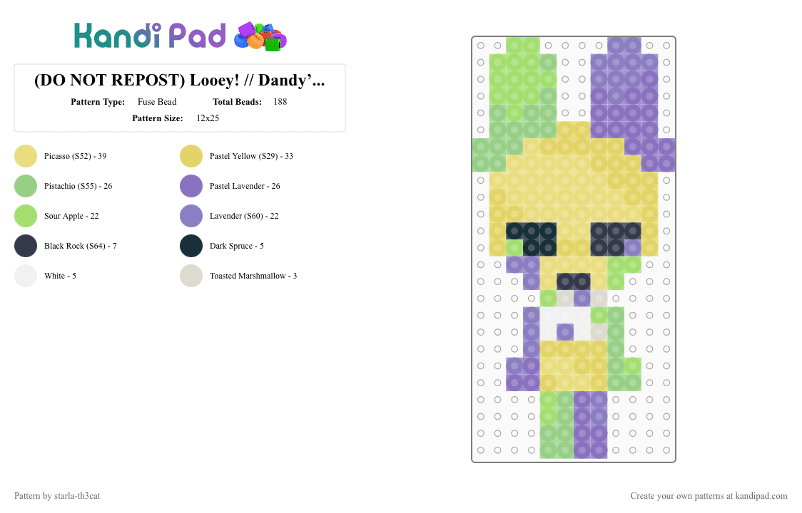 (DO NOT REPOST) Looey! // Dandy’s World - Fuse Bead Pattern by starla-th3cat on Kandi Pad - teal,yellow,blue,dandys world,toon,looey,balloon,circus,roblox,game