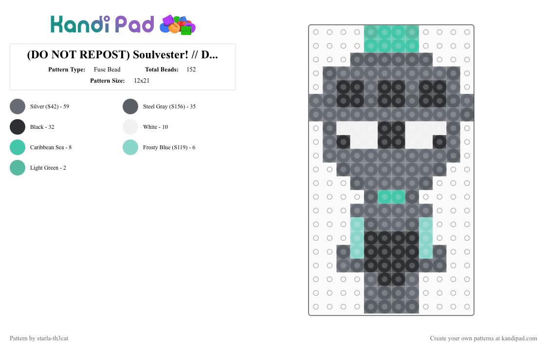 (DO NOT REPOST) Soulvester! // Dandy’s World - Fuse Bead Pattern by starla-th3cat on Kandi Pad - gray,dandys world,toon,soulvester,event,halloween,roblox,ghost