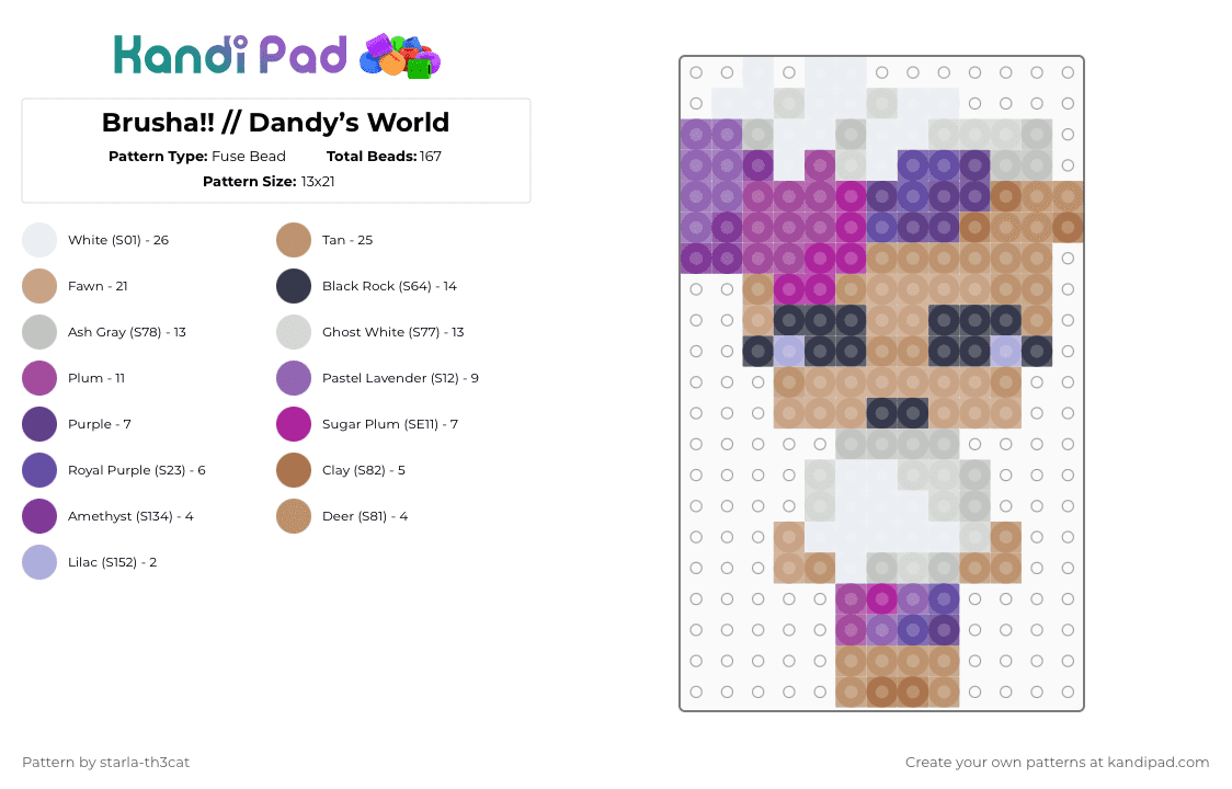 (DO NOT REPOST) Brusha!! // Dandy’s World - Fuse Bead Pattern by starla-th3cat on Kandi Pad - beige,pink,dandys world,toon,brusha,paintbrush,roblox,game,paint
