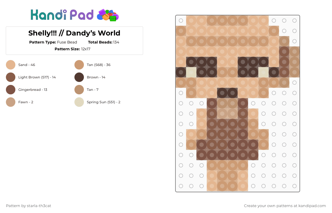 (DO NOT REPOST) Shelly!!! // Dandy’s World - Fuse Bead Pattern by starla-th3cat on Kandi Pad - beige,dandys world,toon,shelly,main,shell,dinosaur,roblox,game