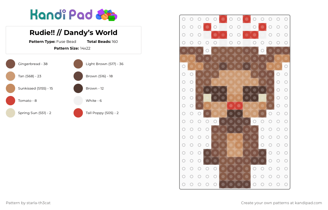 (DO NOT REPOST) Rudie!! // Dandy’s World - Fuse Bead Pattern by starla-th3cat on Kandi Pad - tan,dandys world,toon,rudie,event,christmas,reindeer,roblox,game