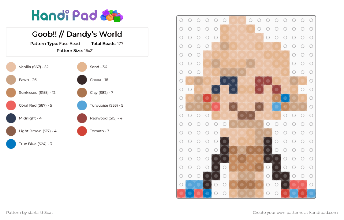 (DO NOT REPOST) Goob!! // Dandy’s World - Fuse Bead Pattern by starla-th3cat on Kandi Pad - beige,tan,dandys world,goob,toon,craft,silly,roblox,game