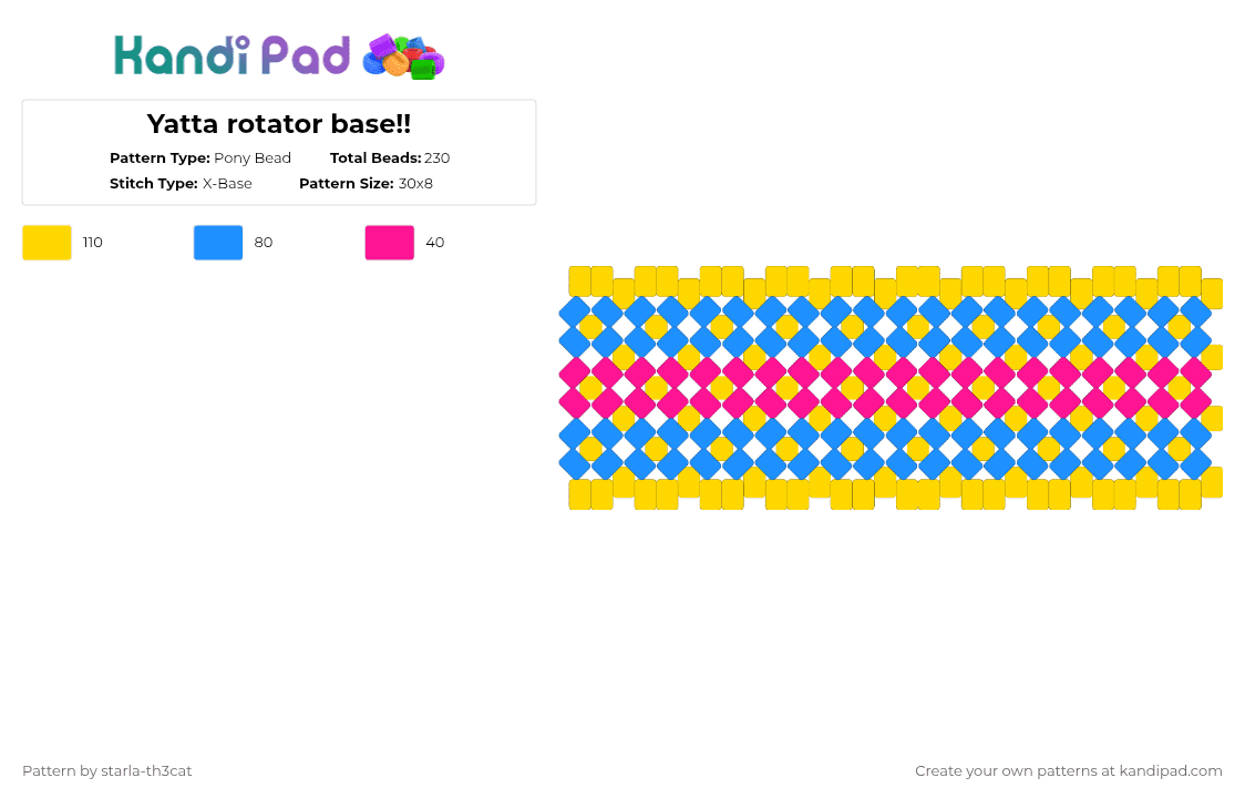 Yatta rotator base!! - Pony Bead Pattern by starla-th3cat on Kandi Pad - yellow,light blue,dandys world