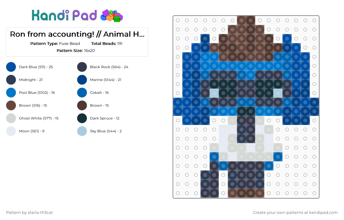 Ron from accounting! // Animal Hospital - Fuse Bead Pattern by starla-th3cat on Kandi Pad - blue,purple,animal hospital,ron from accounting,ron,roblox,game