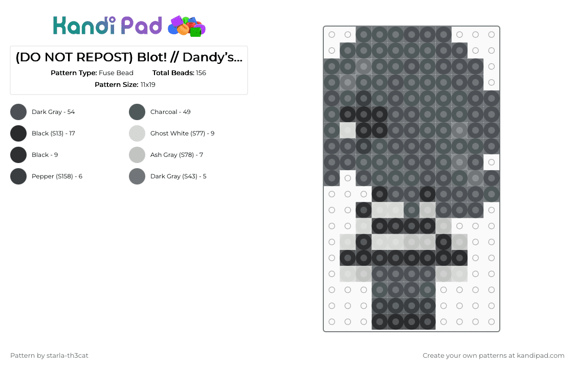 (DO NOT REPOST) Blot! // Dandy’s World - Fuse Bead Pattern by starla-th3cat on Kandi Pad - pink,gray,dandys world,toon,blot,ink,ichor,circus,roblox,game