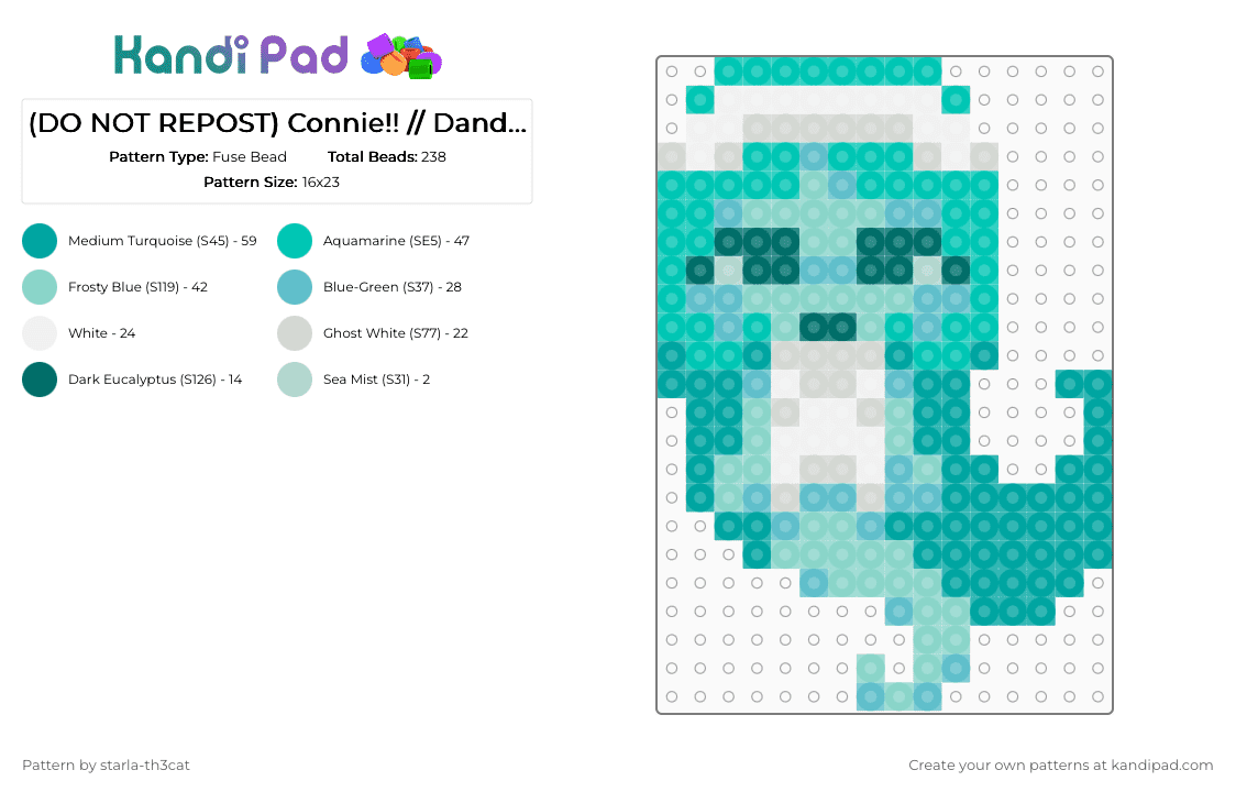(DO NOT REPOST) Connie!! // Dandy’s World - Fuse Bead Pattern by starla-th3cat on Kandi Pad - teal,dandys world,toon,ghost,connie,ghost yogurt,roblox,game
