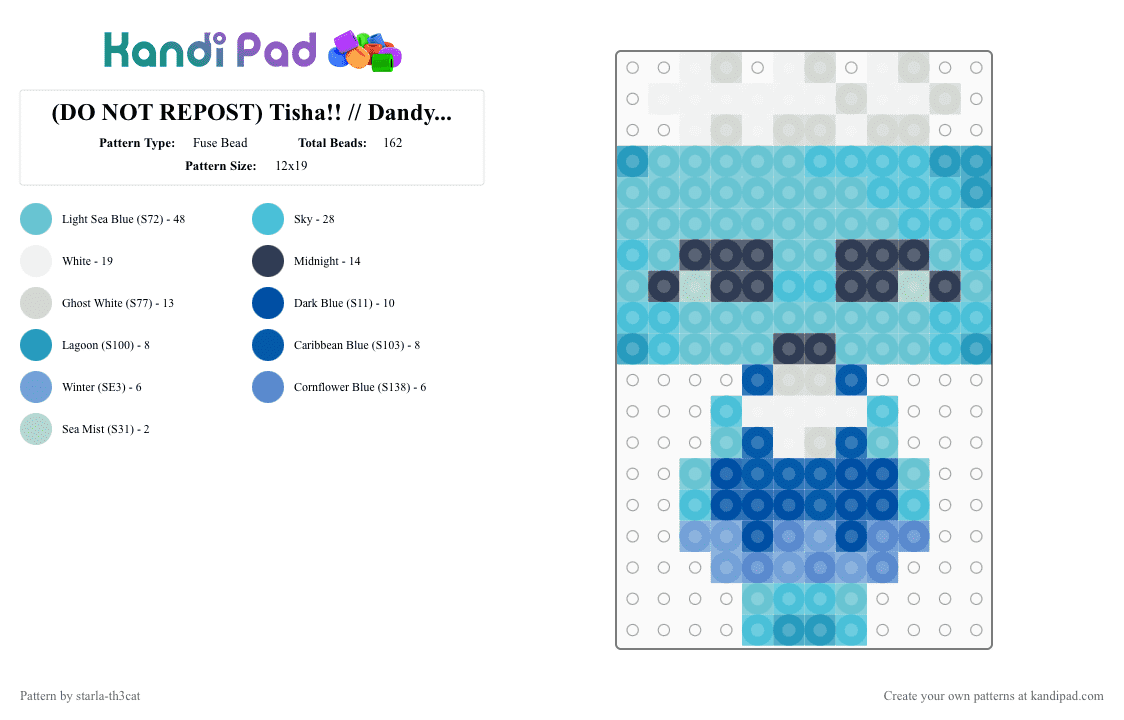 (DO NOT REPOST) Tisha!! // Dandy’s World - Fuse Bead Pattern by starla-th3cat on Kandi Pad - light blue,dandys world,tisha,toon,tissue,roblox,game