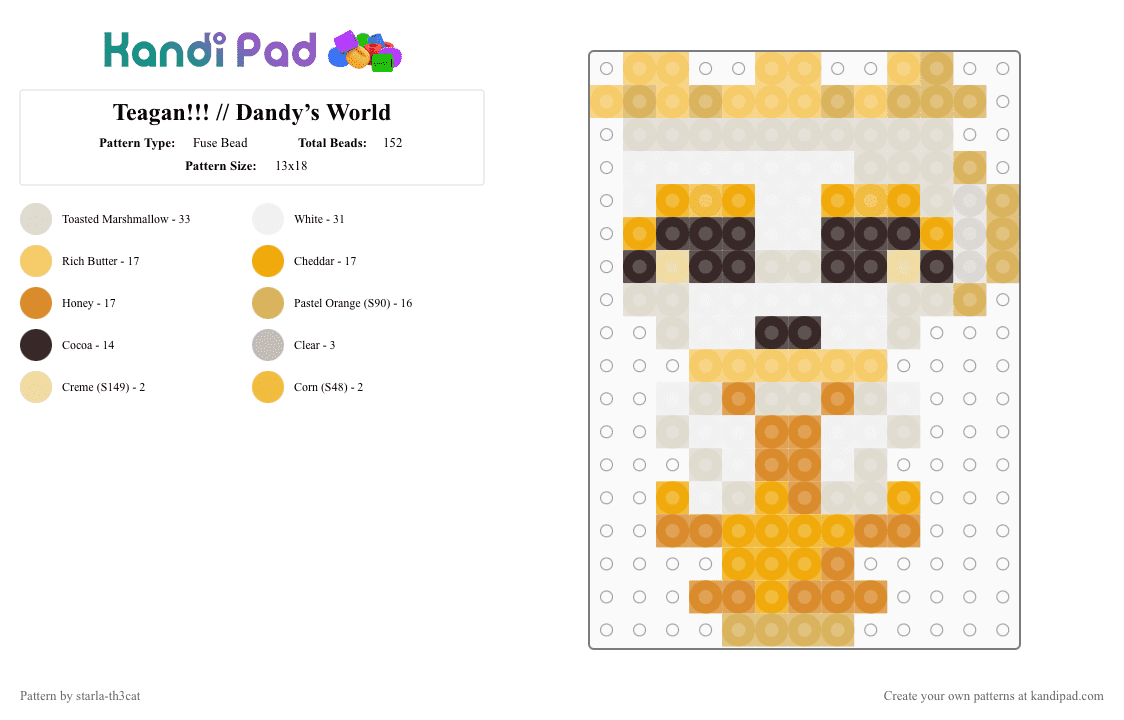 (DO NOT REPOST) Teagan!!! // Dandy’s World - Fuse Bead Pattern by starla-th3cat on Kandi Pad - beige,orange,dandys world,teagan,tea,toon,cup,roblox,game