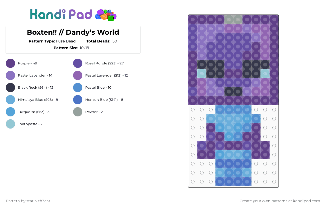 (DO NOT REPOST) Boxten!! // Dandy’s World - Fuse Bead Pattern by starla-th3cat on Kandi Pad - purple,dandys world,toon,starter,boxten,music,box,roblox,game