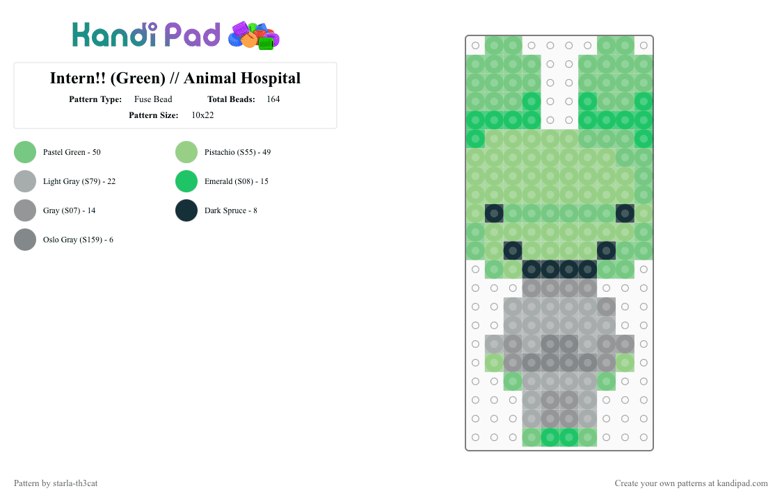 Intern!! (Green) // Animal Hospital - Fuse Bead Pattern by starla-th3cat on Kandi Pad - teal,animal hospital,intern,roblox,game,anomaly