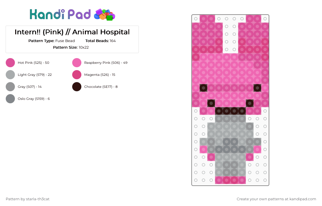 Intern!! (Pink) // Animal Hospital - Fuse Bead Pattern by starla-th3cat on Kandi Pad - pink,intern,animal hospital,roblox,game,anomaly