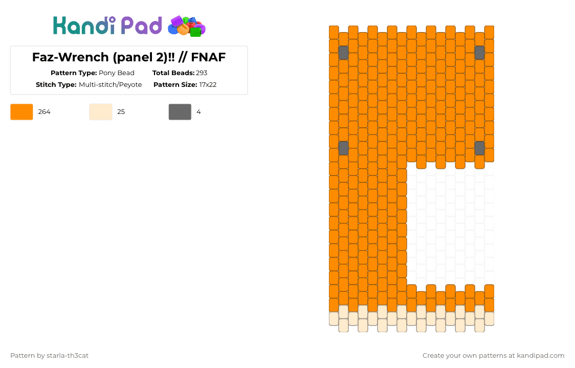 Faz-Wrench (panel 2)!! // FNAF - Pony Bead Pattern by starla-th3cat on Kandi Pad - orange,fnaf,fazwrench,freddy,security breach,ruin,glamrock