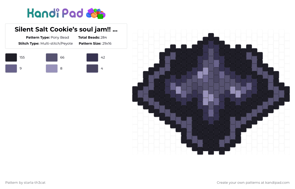 Silent Salt Cookie’s soul jam!! // CRK - Pony Bead Pattern by starla-th3cat on Kandi Pad - purple,crk,cookie run kingdom,salt,silent salt,soul jam,silent
