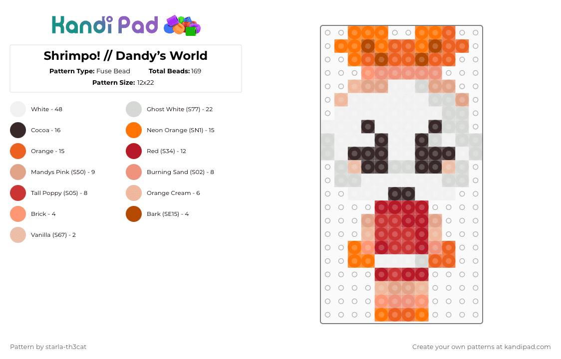 (DO NOT REPOST) Shrimpo! // Dandy’s World - Fuse Bead Pattern by starla-th3cat on Kandi Pad - orange,red,dandys world,toon,shrimpo,shrimp,roblox,game,i hate brick,anger