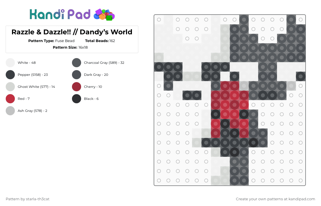 (DO NOT REPOST) Razzle & Dazzle!! // Dandy’s World - Fuse Bead Pattern by starla-th3cat on Kandi Pad - gray,dandys world,razzle,dazzle,rnd,toon,comedy mask,roblox,game